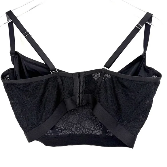 Parade Lace Bustier Size 2XL+ Black Longline Underwire Bralette PR117W - Picture 3 of 7
